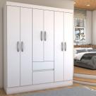 Guarda-Roupa Casal Sena Slim 6 Portas 2 Gavetas Branco - Panorama Móveis Guarda-Roupa Casal Sena Slim 6 Portas 2 Gavetas Branco - Panorama Móveis