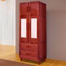 Guarda-Roupa Casal Sergipe Madeira Maciça 4 Portas 2 Gavetas 1 Prateleira com Espelho Clean Mel - Pnr Móveis