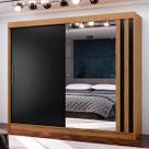 Guarda-Roupa Casal Seul 100% Mdf 2 Portas 4 Gavetas com Espelho Freijo/Nero - Mx Móveis