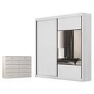 Guarda Roupa Casal Sienna com Espelho e Gaveteiro Milão com Chave Neve - Novo Horizonte Guarda Roupa Casal Sienna com Espelho e Gaveteiro Milão com Chave Neve - Novo Horizonte