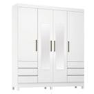 Guarda Roupa Casal Sofia 4 Portas Com Espelho Branco Brilho - Demobile
