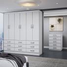 Guarda-Roupa Casal Stella 6 Portas 9 Gavetas com Cômoda 5 Gavetas Branco - Panorama Móveis