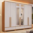Guarda-Roupa Casal Tech 6 Portas 3 Gavetas com Espelho 100% Mdf Freijó Trend/Off White Tx - Pnr Móveis Guarda-Roupa Casal Tech 6 Portas 3 Gavetas com Espelho 100% Mdf Freijó Trend/Off White Tx - Pnr Móveis
