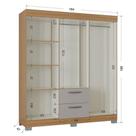 Guarda Roupa Casal Tóquio 6 Portas Com Armário Multiuso 2 Portas Pequeno Damasco Off White - Poquema