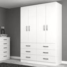 Guarda Roupa Casal Treviso 4 Portas 6 Gavetas - Branco Branco