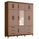 Guarda Roupa Casal Triton Plus 11 Portas Com Espelho Nogueira Capuccino - Móveis Albatroz