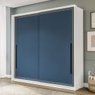 Guarda-Roupa Casal Valência 2 Portas 2 Gavetas Branco/Azul - Politorno