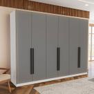 Guarda-Roupa Casal Valência 6 Portas 4 Gavetas Branco/Cinza - Politorno