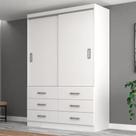 Guarda Roupa Casal Veneza Premium 2 Portas De Correr 6 Gavetas - Branco Branco