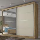 Guarda-Roupa Casal Verona 2 Portas 4 Gavetas 100% Mdf Com Espelho Amêndoa/Off White - Mademarques