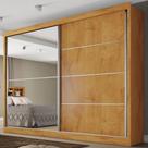 Guarda-Roupa Casal Verona 2 Portas 4 Gavetas 100% Mdf Com Espelho Peroba/Off White - Mademarques