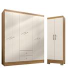 Guarda Roupa Casal Versa 6 Portas com Armário Multiuso Luna Freijó Off White Fosco - Kits Paraná