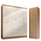 Guarda Roupa Casal Versa 6 Portas Freijó Off White Fosco com Armário Multiuso Aura Freijó Fosco - Kits Paraná