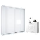 Guarda Roupa Casal Versalles Branco Absoluto 2 portas e Cômoda Sapateira Versátil 4 gavetas Branco-Zanzini Guarda Roupa Casal Versalles Branco Absoluto 2 portas e Cômoda Sapateira Versátil 4 gavetas Branco-Zanzini