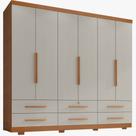 Guarda Roupa Casal Zanzini Maximus Plus 6 portas 6 gavetas com pés Cinamomo Areia