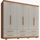 Guarda Roupa Casal Zanzini Maximus Plus 6 portas 6 gavetas com pés Cinamomo Areia