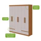 Guarda Roupa Casal Zeus 6 Portas Metálica 4 Gavetas Amendoa Clean Off White MDP