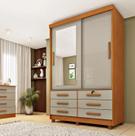 Guarda Roupa Chicago 2 Portas Com Espelho e Pés Móveis Tcil