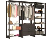 Guarda-Roupa Closet 3 Peças com 2 Cabideiros 3 Gavetas e 10 Nichos Yes