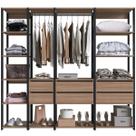Guarda Roupa Closet 4 Peças Cabideiro Gaveta Preto e Montana Módulos Multiuso Easy Prodecor