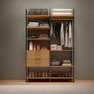 Guarda Roupa Closet Aberto 1 Cabideiro 2 Gavetas em 100% MDF Freijó Preto Fosco Dalla Costa