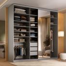 Guarda-Roupa Closet Casal 100% MDF BP 208cm com 1 Porta Espelho 3 Gavetas Sion Cinza