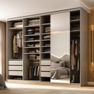 Guarda-Roupa Closet Casal 100% MDF BP 277,7cm com 1 Porta Espelho 6 Gavetas Sion Bege/Panna Guarda-Roupa Closet Casal 100% MDF BP 277,7cm com 1 Porta Espelho 6 Gavetas Sion Bege/Panna