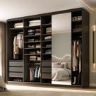 Guarda-roupa Closet Casal 100% Mdf Bp 277,7cm com 1 Porta Espelho 6 Gavetas Sion