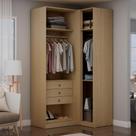 Guarda Roupa Closet de Canto 3 Gavetas e Cabideiros 100% MDF