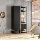 Guarda-Roupa Closet Industrial Mital 1 PT 4 GV Preto e Dourado