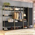 Guarda-Roupa Closet Industrial Mital 1 PT 8 GV Preto e Dourado