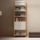 Guarda Roupa Closet Industrial Modulado 1 Peça 2 Gavetas 73,5cm 100% MDF Branco/Freijó/Off White