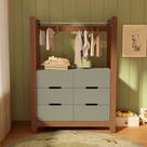 Guarda-Roupa Closet Infantil com 6 Gavetas e Cabideiro 100% MDF Olívia Verde/Verti/Castanho