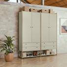 Guarda Roupa Closet Modulado 4 Gavetas 2 Cabideiros Estrutura Metalica 180cm Olivar