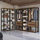 Guarda-roupa Closet Modulado 4 Gavetas 417cm Rustic/preto