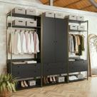 Guarda-roupa Closet Modulado Casal 6 Gavetas 3 Cabideiros Estrutura Metalica 250cm