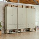 Guarda Roupa Closet Modulado Casal 6 Gavetas 3 Cabideiros Estrutura Metalica 250cm Olivar