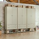 Guarda Roupa Closet Modulado Casal 6 Gavetas 3 Cabideiros Estrutura Metalica 250cm Olivar