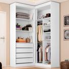 Guarda-Roupa Closet Modulado Casal sem Portas Canto em L com 4 Gavetas e 3 Cabideiros Versatille Yescasa Branco