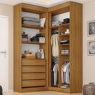 Guarda-Roupa Closet Modulado Casal sem Portas Canto em L com 4 Gavetas e 3 Cabideiros Versatille Yescasa