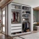Guarda-Roupa Closet Monreale 100 % MDF 3 Gavetas Branco 160 cm