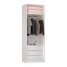 Guarda Roupa Closet sem Porta 80,4cm 3 Gavetas, Maleiro, 1 Cabideiro Prime Luciane Móveis