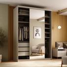 Guarda-roupa Closet Solteiro 100% Mdf 139cm com 1 Porta Espelho 3 Gavetas Sion