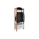 Guarda Roupa Closet Solteiro AZ1011 Armário Alto c/ 1 Prateleira e 2 Gavetas Amêndoa/Branco - Tecno Mobili