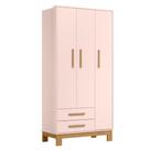 Guarda Roupa com 2 Gavetas Roma Rosa Acetinado Guarda Roupa com 2 Gavetas Roma Rosa Acetinado