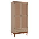 Guarda-Roupa com 2 Portas com Rattan e 1 Gaveta de Madeira Veneza - 2082-R