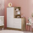 Guarda Roupa com Cômoda Conjugado Infantil Doce Sonho Carvalho-Branco - Q Movi