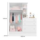 Guarda Roupa Com Cômoda Doce Sonho 4070 Branco Brilho - Qmovi