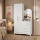 Guarda-Roupa com Cômoda Embutida 2 Portas 4 Gavetas New Capri - Branco - Albatroz