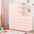 Guarda Roupa Com Cômoda Infantil 3 Gavetas Cabideiro E 2 Portas
